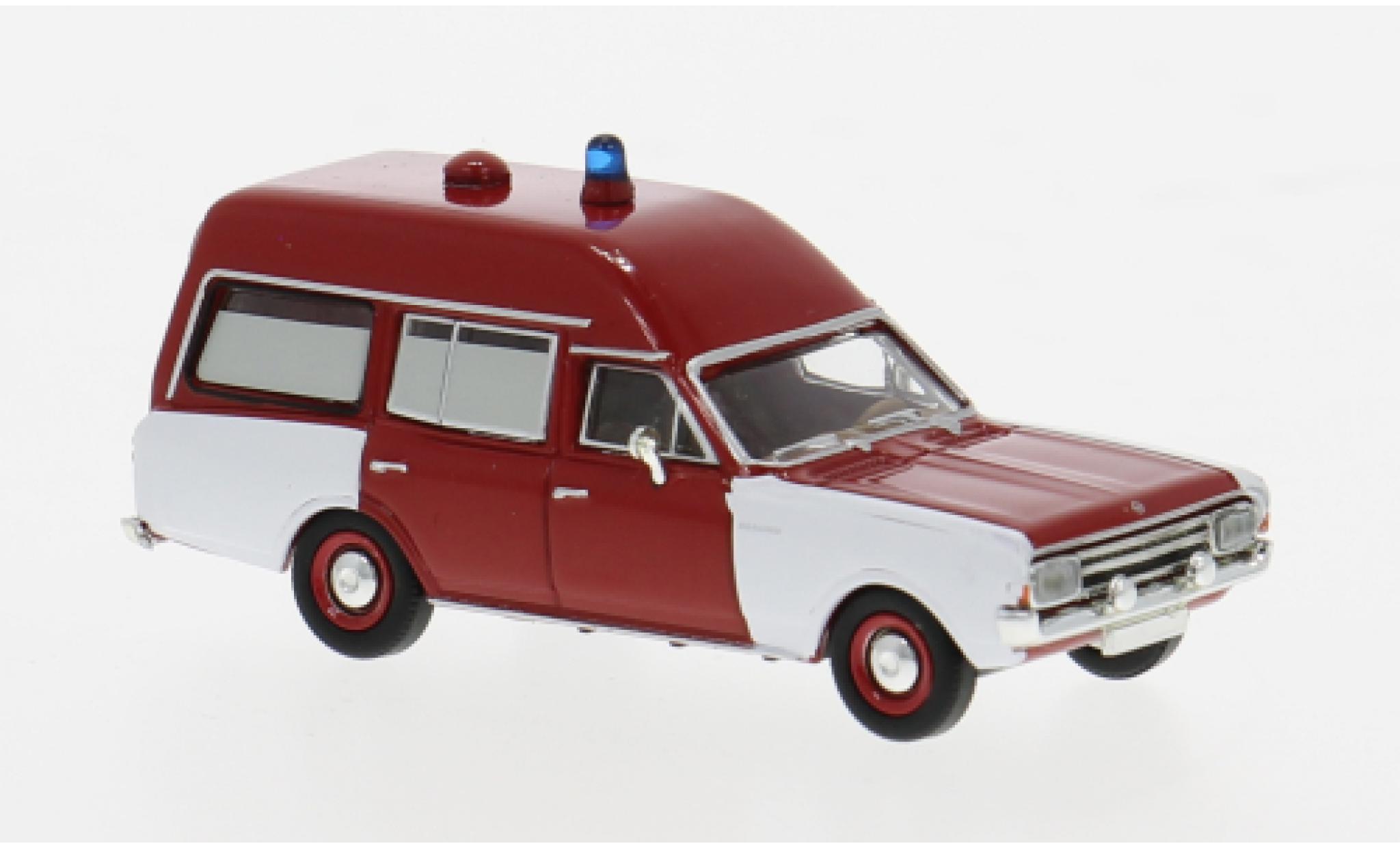 Opel Rekord 1/87 Brekina C KTW red/white Fire brigade 1968 1:87 diecast model cars