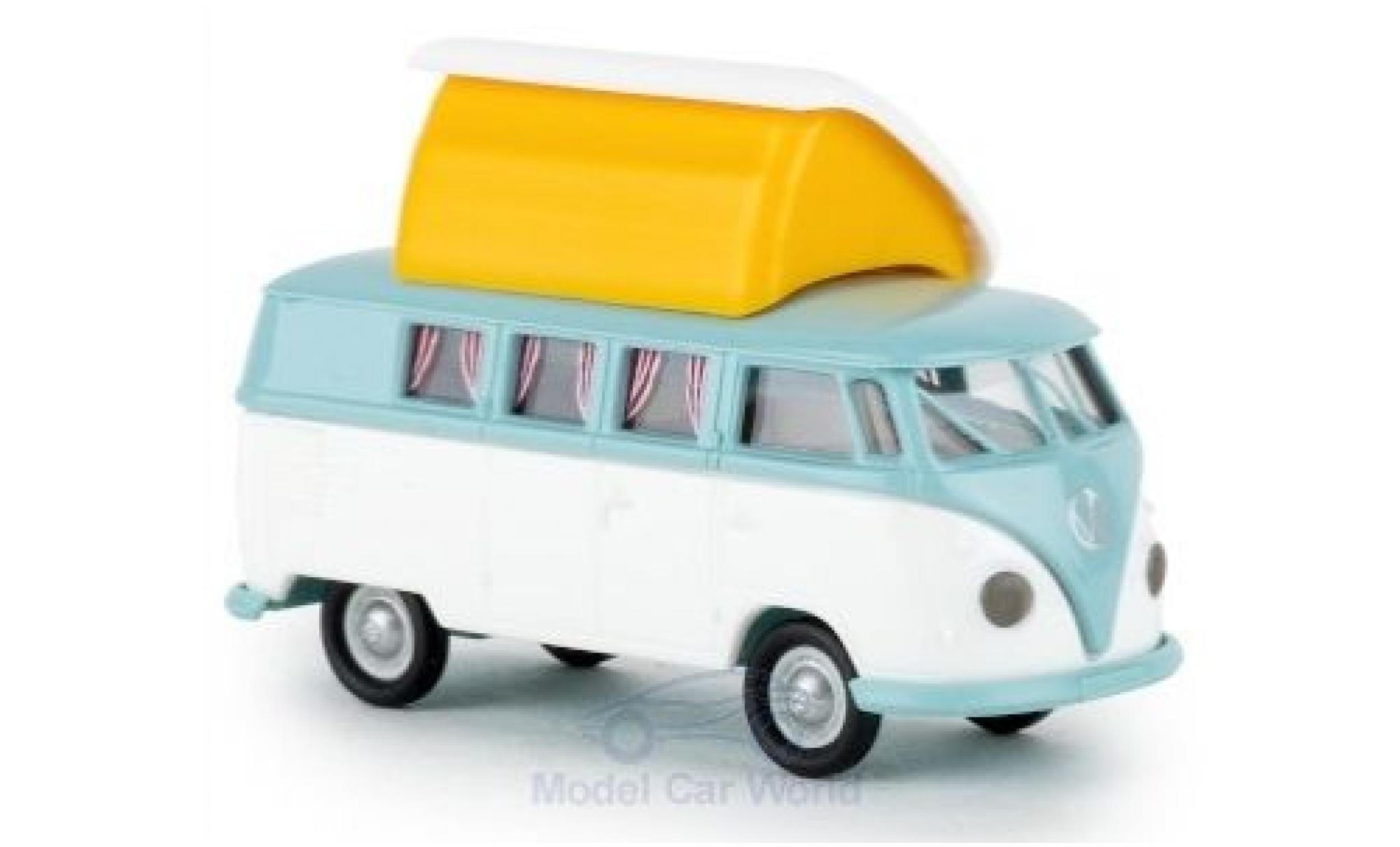Volkswagen T1 1/87 Brekina b Camper t&uuml;rkis/white mit Dormobildach offen diecast model cars
