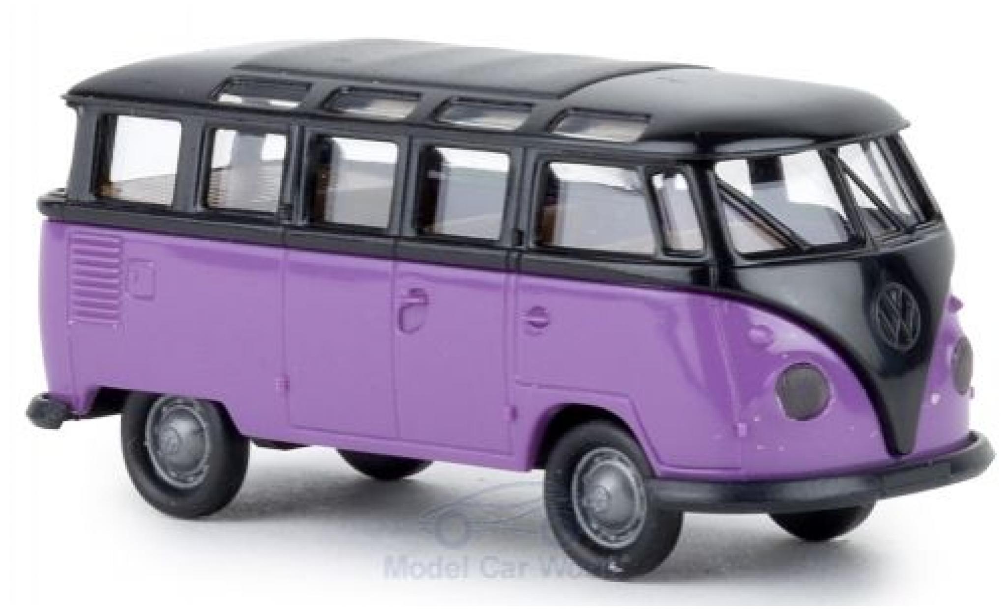 Volkswagen T1 1/87 Brekina b Samba black/lila diecast model cars