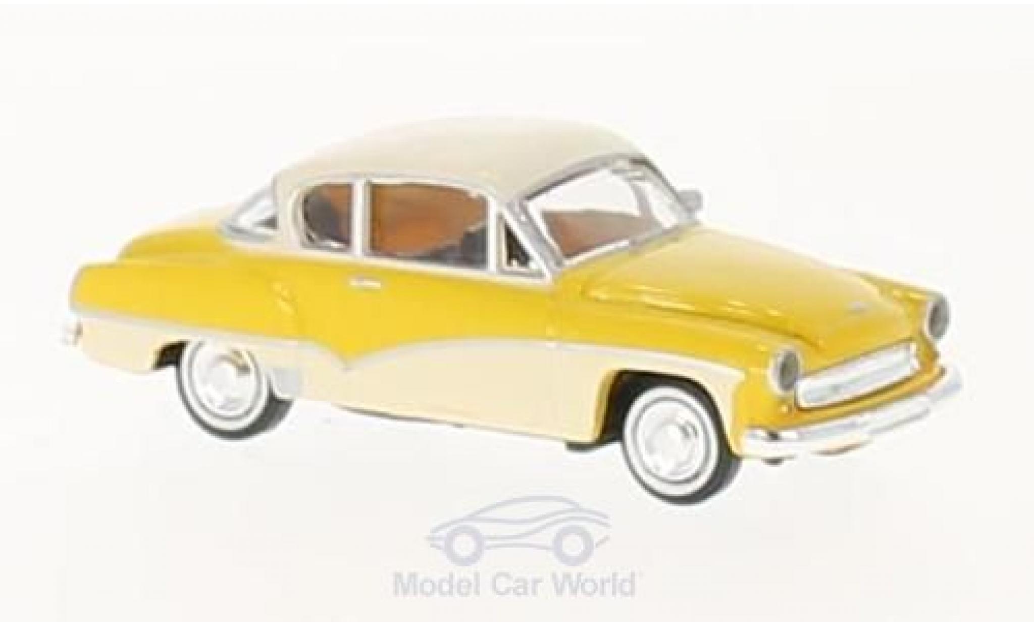 Wartburg 311 1/87 Brekina Coupe yellow/white diecast model cars