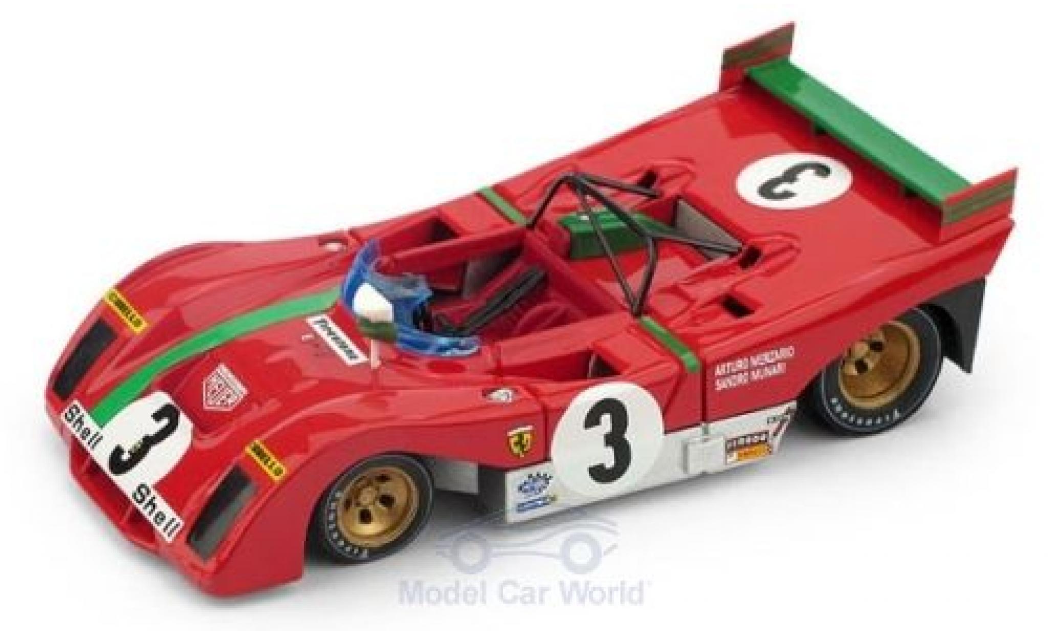 Ferrari 312 1/43 Brumm PB RHD No.3 Targa Florio 1972 A.Merzario/S.Munari diecast model cars