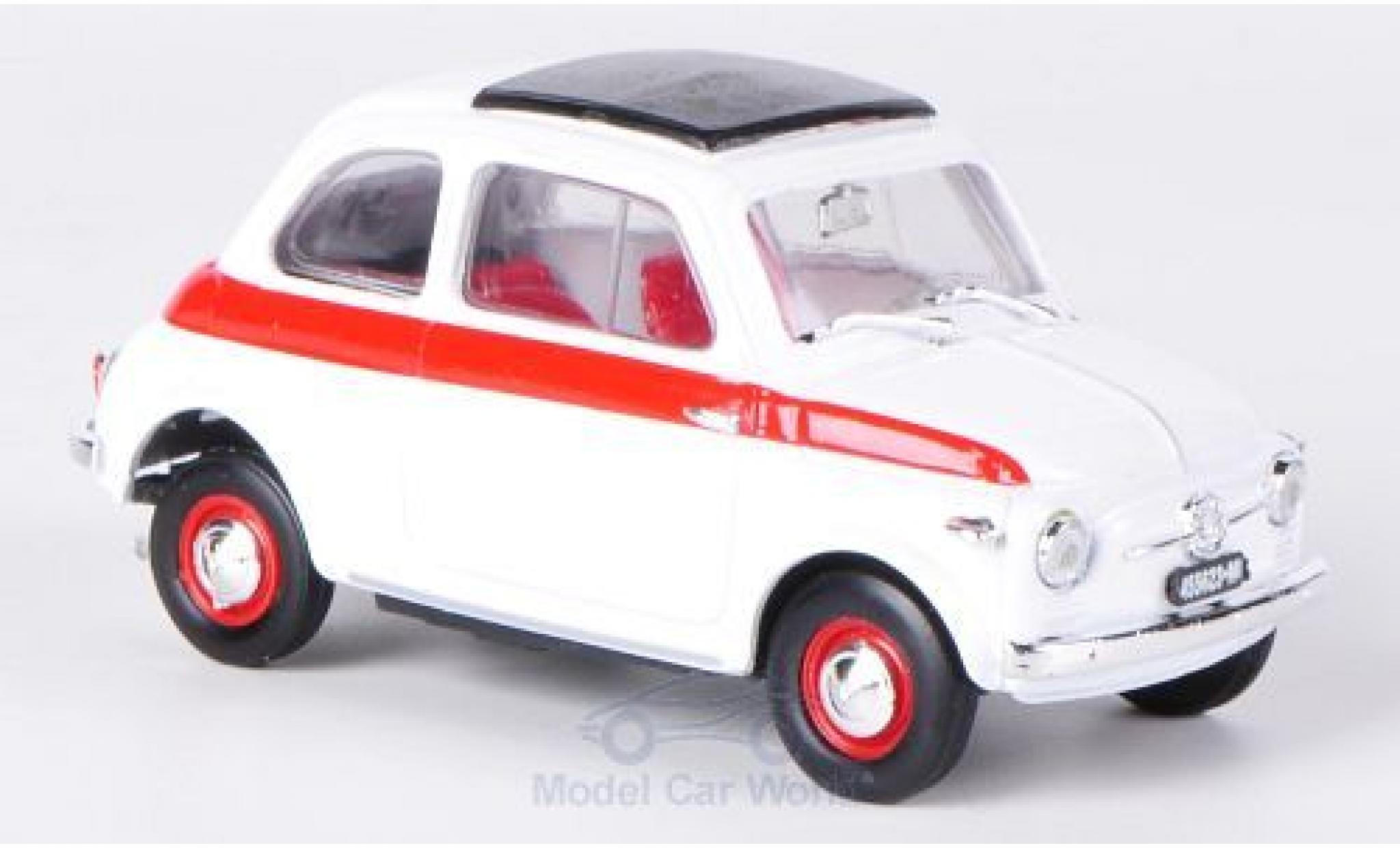 Fiat 500 1/43 Brumm Sport white/red 1959 Schiebedach geschlossen ohne Vitrine diecast model cars