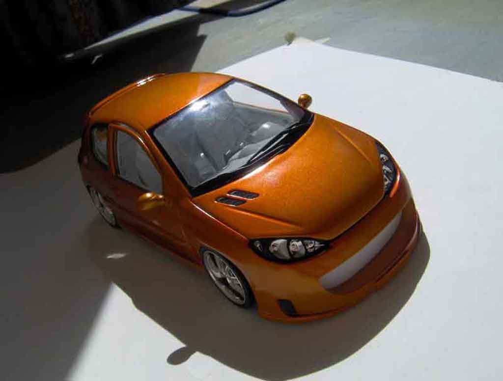 Peugeot 206 RC 1/18 Norev RC orange diecast model cars