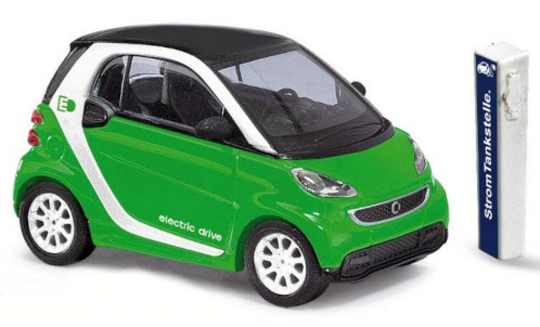 Smart ForTwo 1/87 Busch Fortwo Electric Drive metallise green 2012 diecast model cars