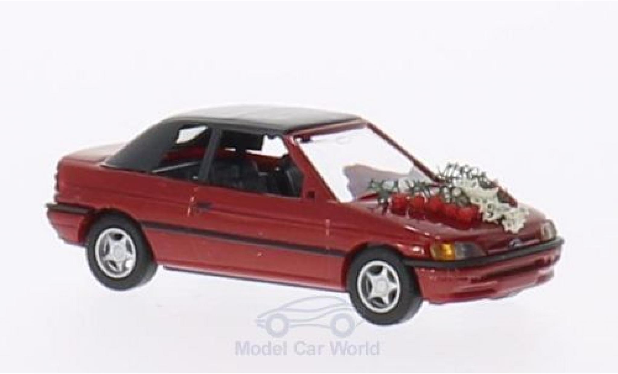 Ford Escort 1/87 Busch Convertible metallic red Hochzeit diecast model cars