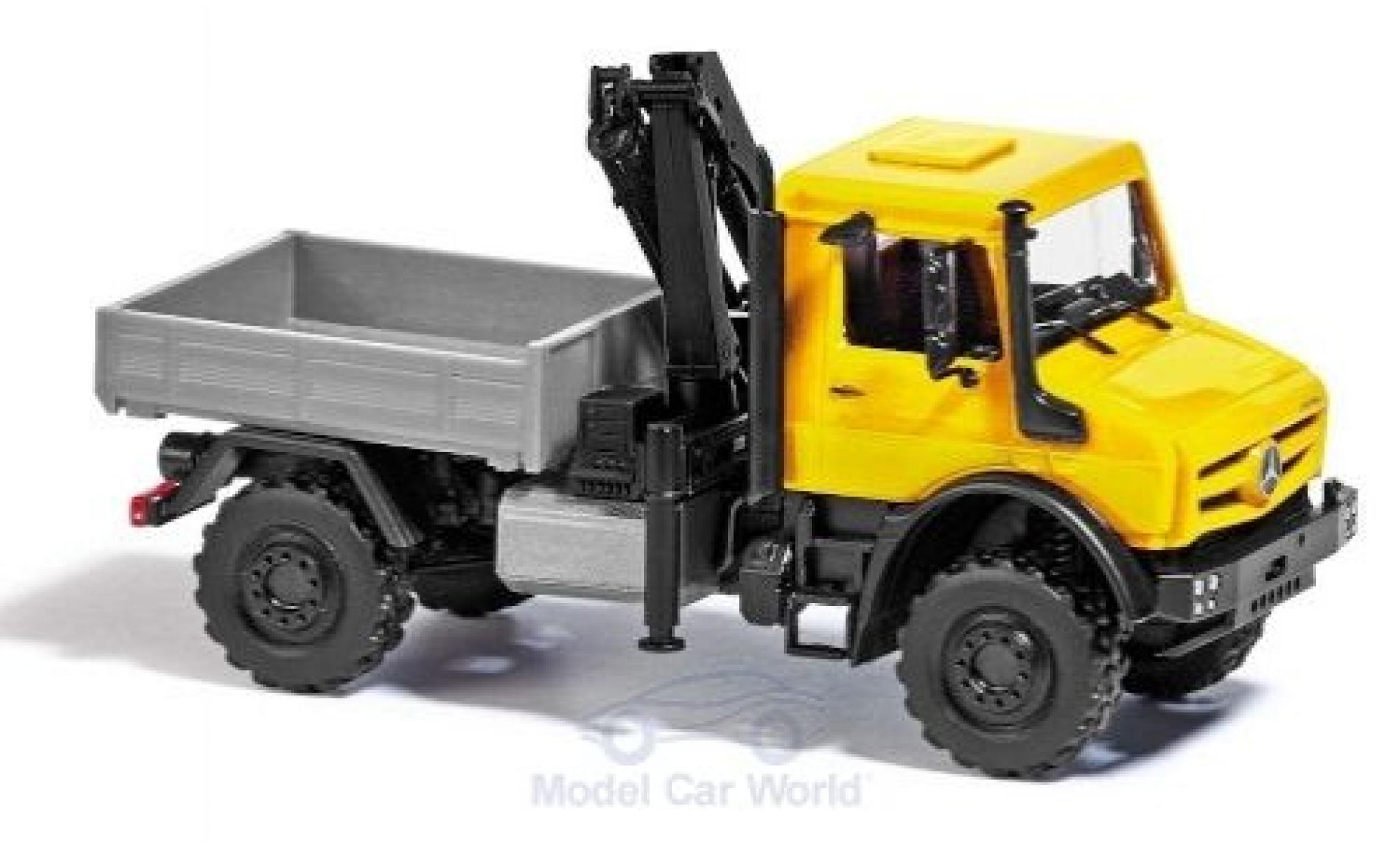 Mercedes Unimog 1/87 Busch U 5023 yellow 2014 mit Ladekran diecast model cars