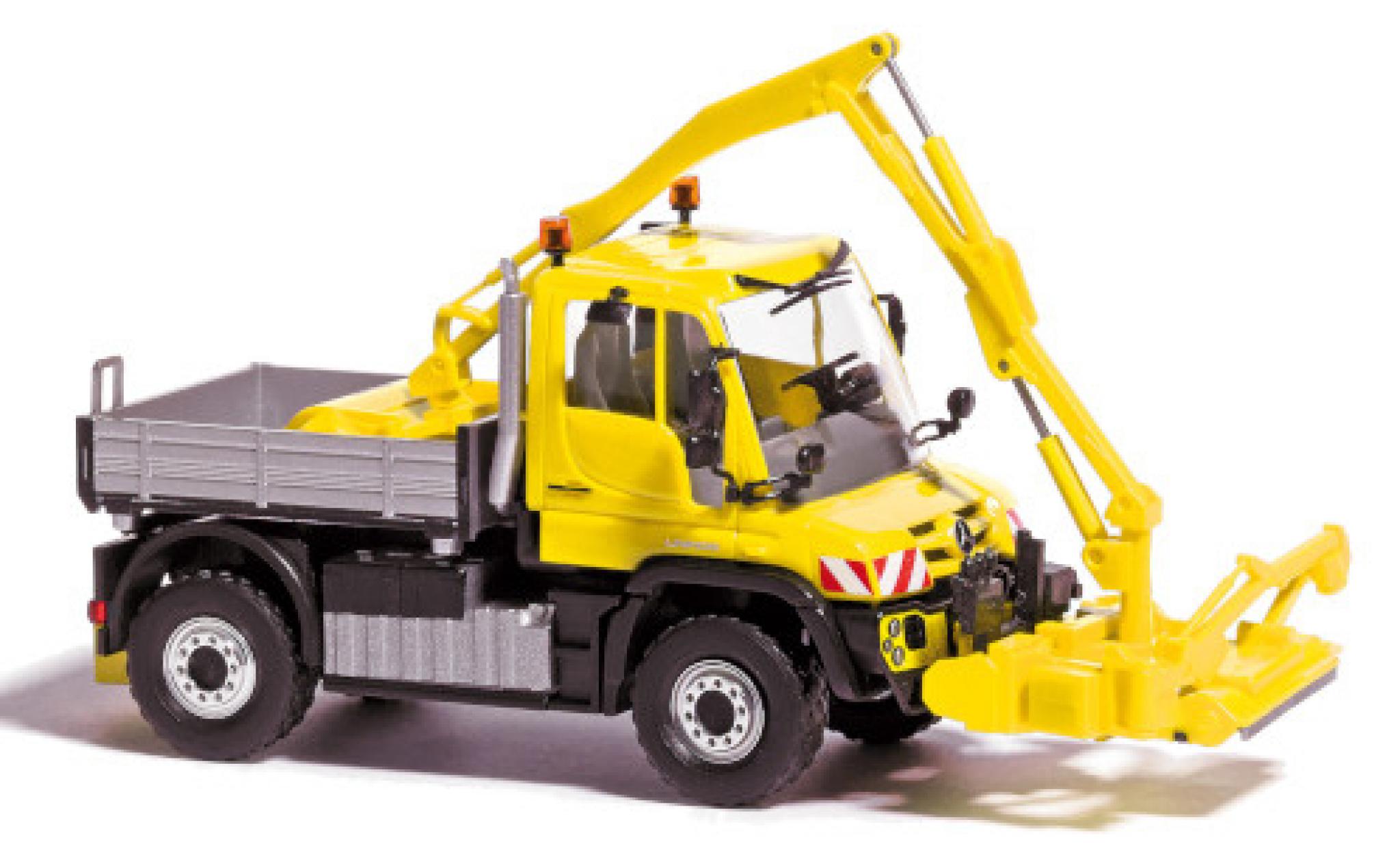 Mercedes Unimog 1/87 Busch U430 yellow 2013 avec dispositif de fauchage diecast model cars