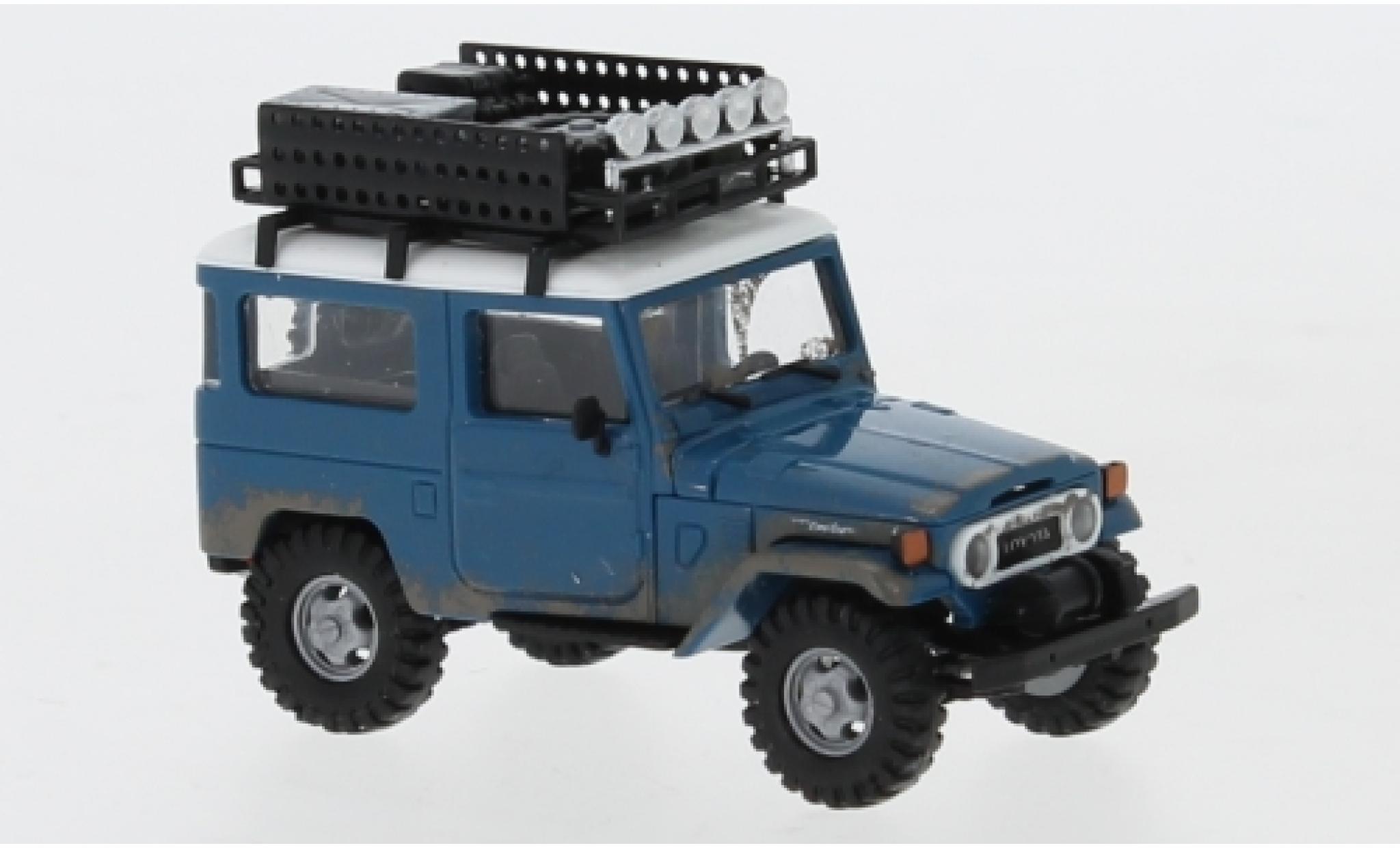 Toyota Land Cruiser 1/87 Busch J4 blue/white 1960 avec Rack de toit et traces d Offroad diecast model cars