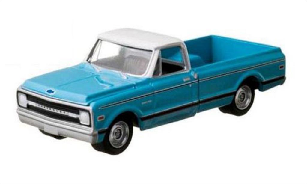 Chevrolet C-10 1/64 Greenlight blue/white 1970 diecast model cars
