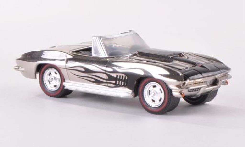 Chevrolet Corvette C2 1/64 Greenlight C2 (C2) Convertible chrom mit Flammendekor 1967 diecast model cars