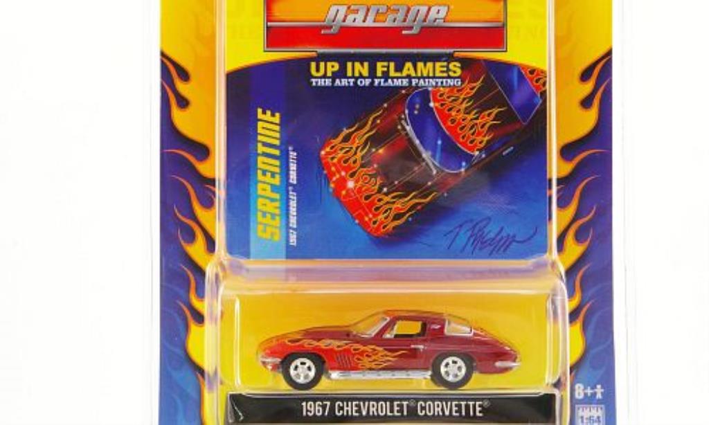 Chevrolet Corvette C2 1/64 Greenlight C2 red mit Flammendekor 1967 diecast model cars