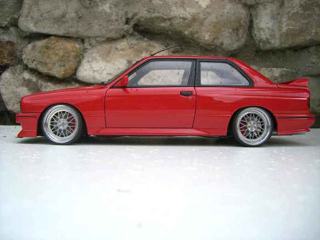 Bmw M3 coupe jantes BBS E30 red pneux taille basse 1/18 Autoart