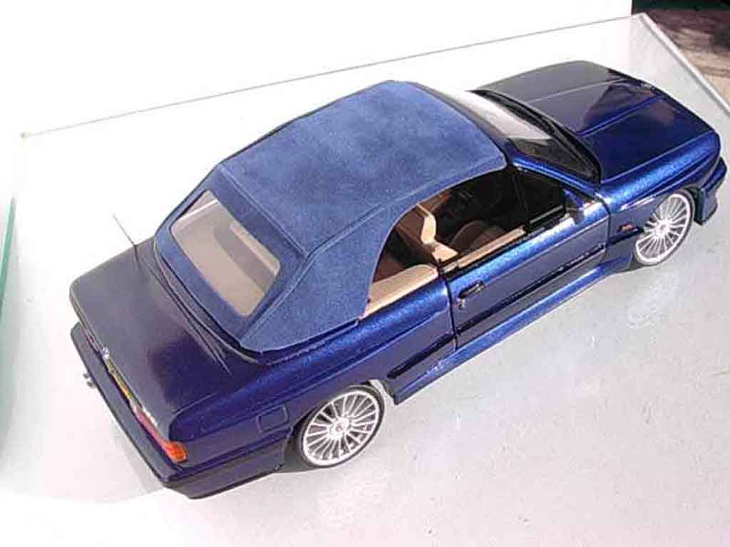 Bmw 325 Cabriolet E30 i e30 blue metallized swap moteur m3 interieur cuir beige 1/18 Autoart