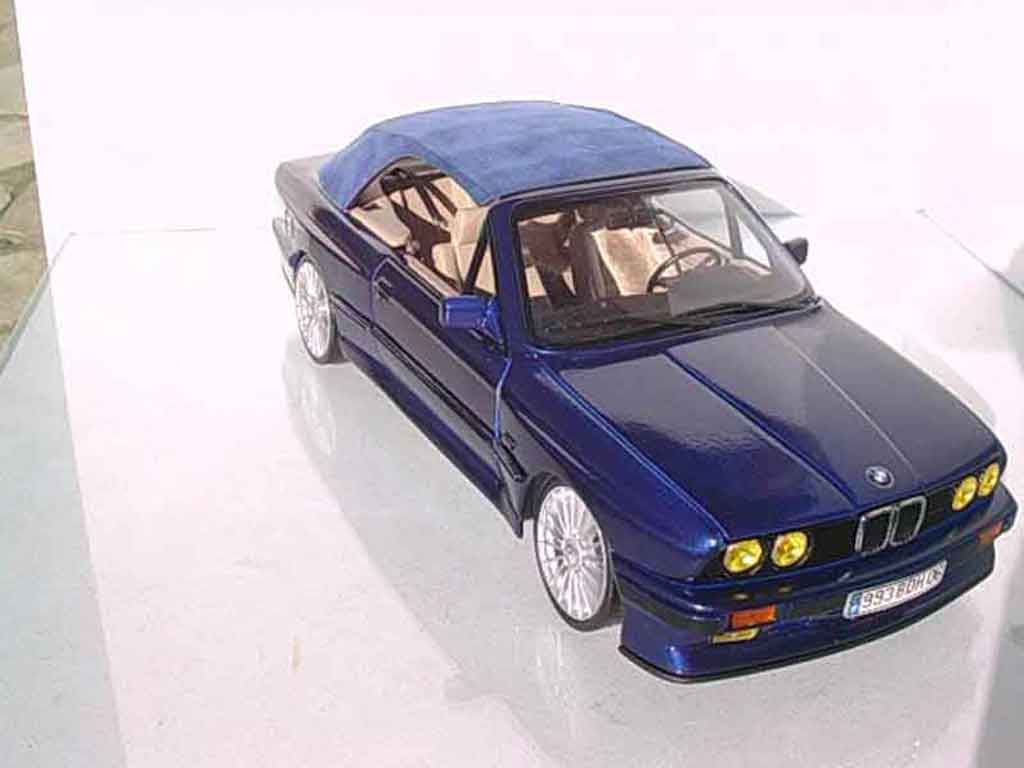 Bmw 325 Cabriolet E30 i e30 blue metallized swap moteur m3 interieur cuir beige 1/18 Autoart