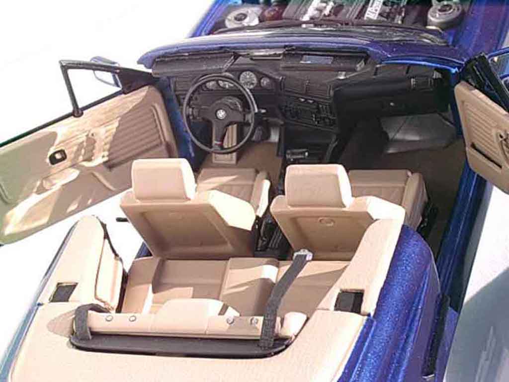 Bmw 325 Cabriolet E30 i e30 blue metallized swap moteur m3 interieur cuir beige 1/18 Autoart