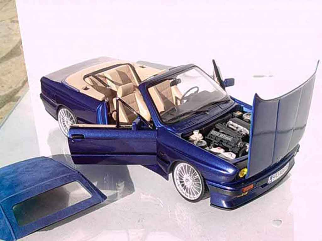 Bmw 325 Cabriolet E30 i e30 blue metallized swap moteur m3 interieur cuir beige 1/18 Autoart