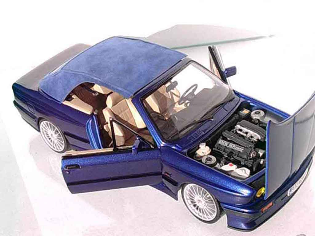 Bmw 325 Cabriolet E30 i e30 blue metallized swap moteur m3 interieur cuir beige 1/18 Autoart