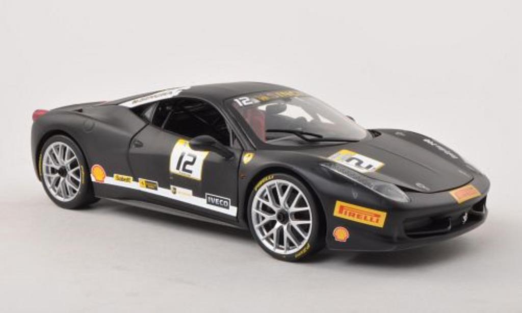 Ferrari 458 Challenge 1/18 Hot Wheels Challenge No.12 matt-black diecast model cars
