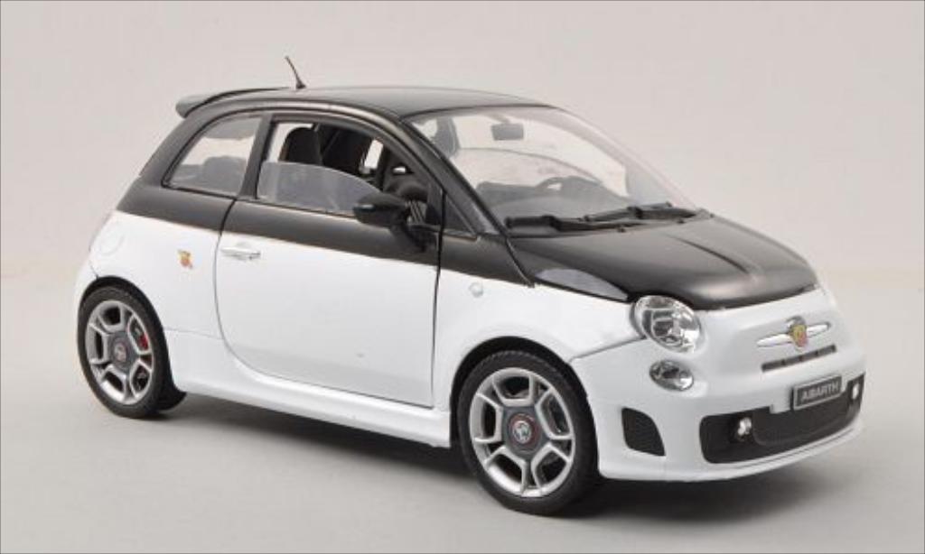 Fiat 500 Abarth 1/18 Motormax Abarth white/black diecast model cars