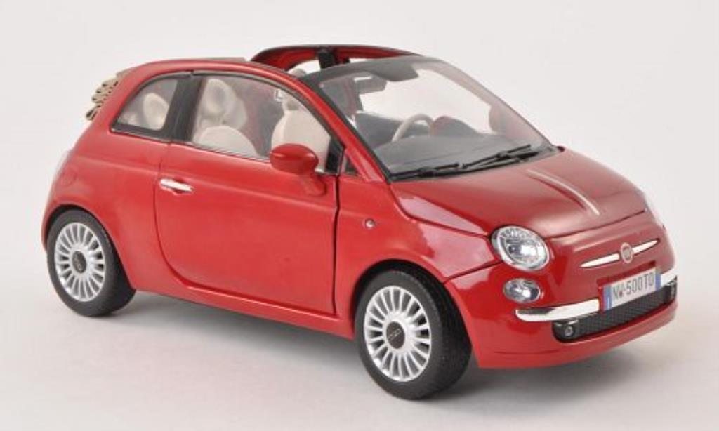 Fiat 500 1/18 Motormax Convertible red diecast model cars