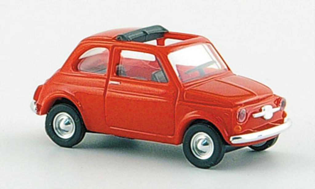 Fiat 500 F 1/87 Busch F red mit geoffnetem Faltdach 1965 diecast model cars