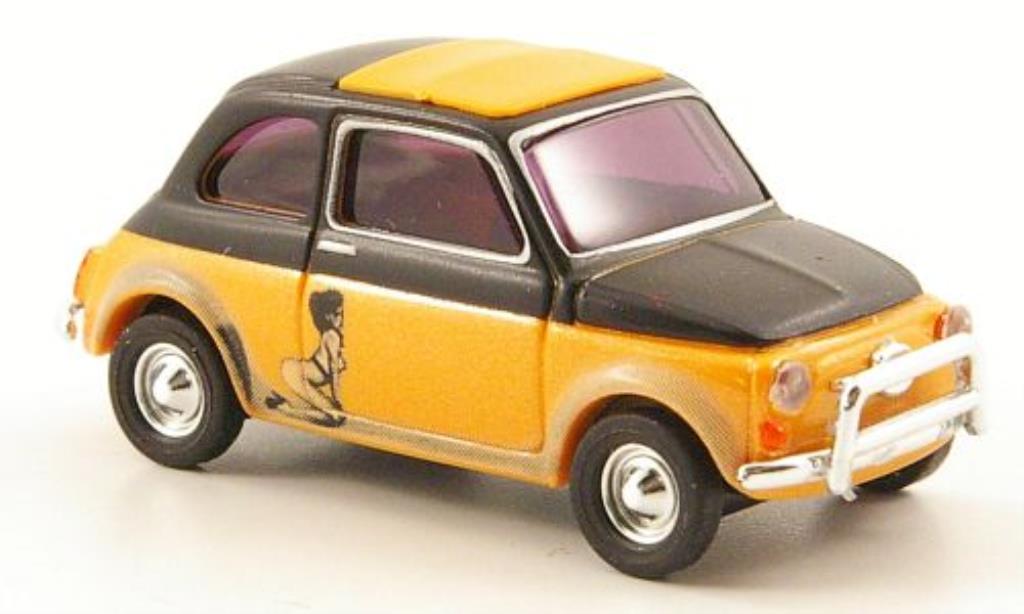 Fiat 500 1/87 Busch Illusion orange/black diecast model cars