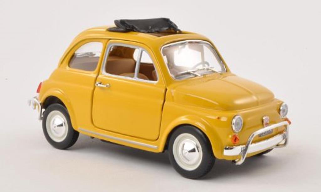 Fiat 500 L 1/24 Burago L yellow geoffnetes Faltdach 1968 diecast model cars