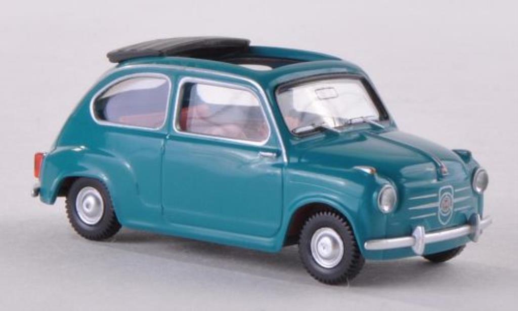 Fiat 600 1/87 Wiking blue-grun mit offenem Faltdach diecast model cars