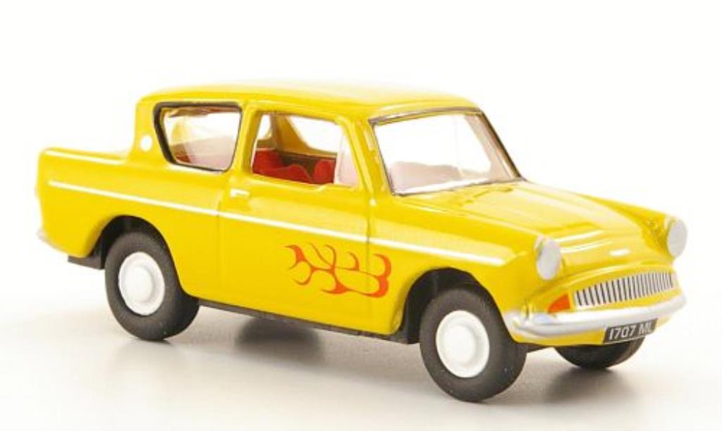 Ford Anglia 1/76 Oxford yellow mit Flammendekor diecast model cars