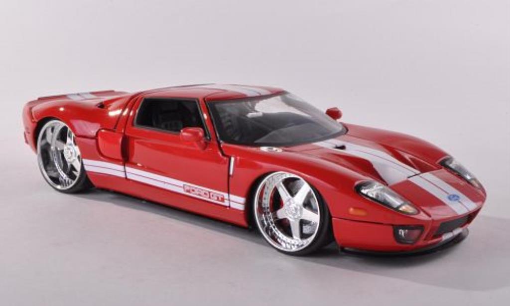 Ford GT 1/24 Jada Toys red mit whiteen Streifen 2005 diecast model cars