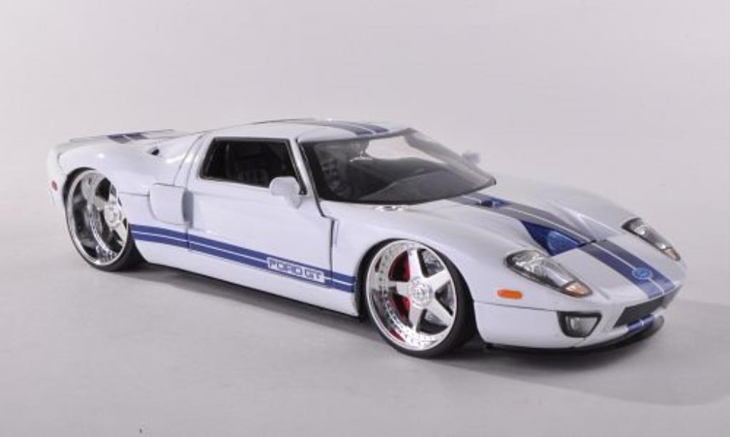 Ford GT 1/24 Jada Toys white mit bluen Streifen 2005 diecast model cars