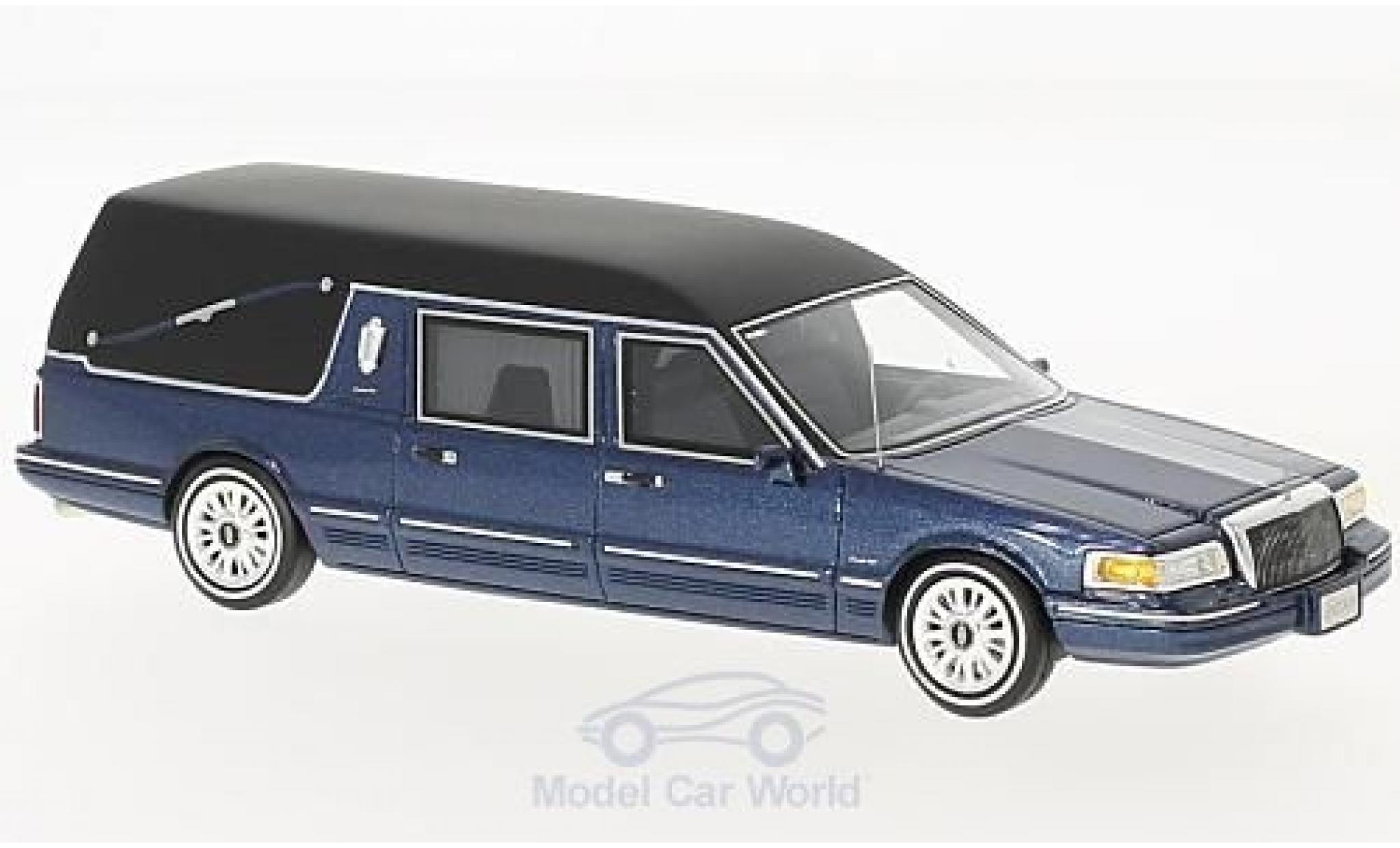 Lincoln Town Car 1/43 GLM Hearse metallic blue 1997 diecast model cars