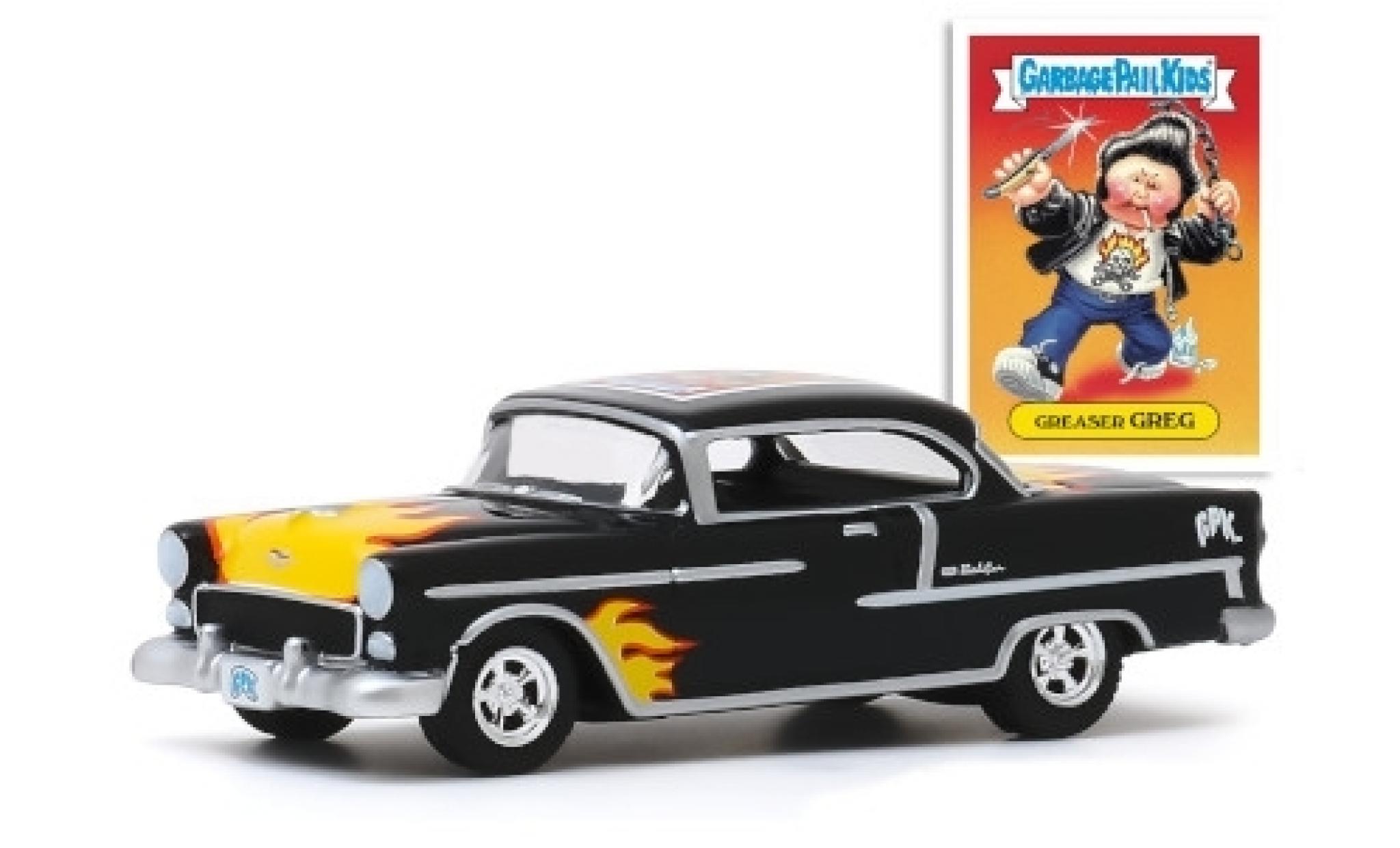 Chevrolet Bel Air 1/64 Greenlight Tuning black/Dekor 1955 Greaser Greg diecast model cars