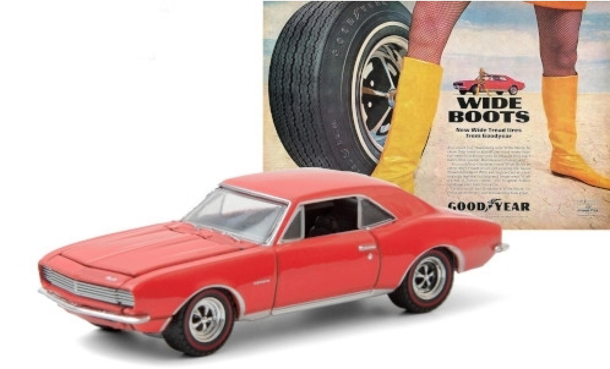 Chevrolet Camaro 1/64 Greenlight red 1967 Goodyear Wide Tread Tires diecast model cars