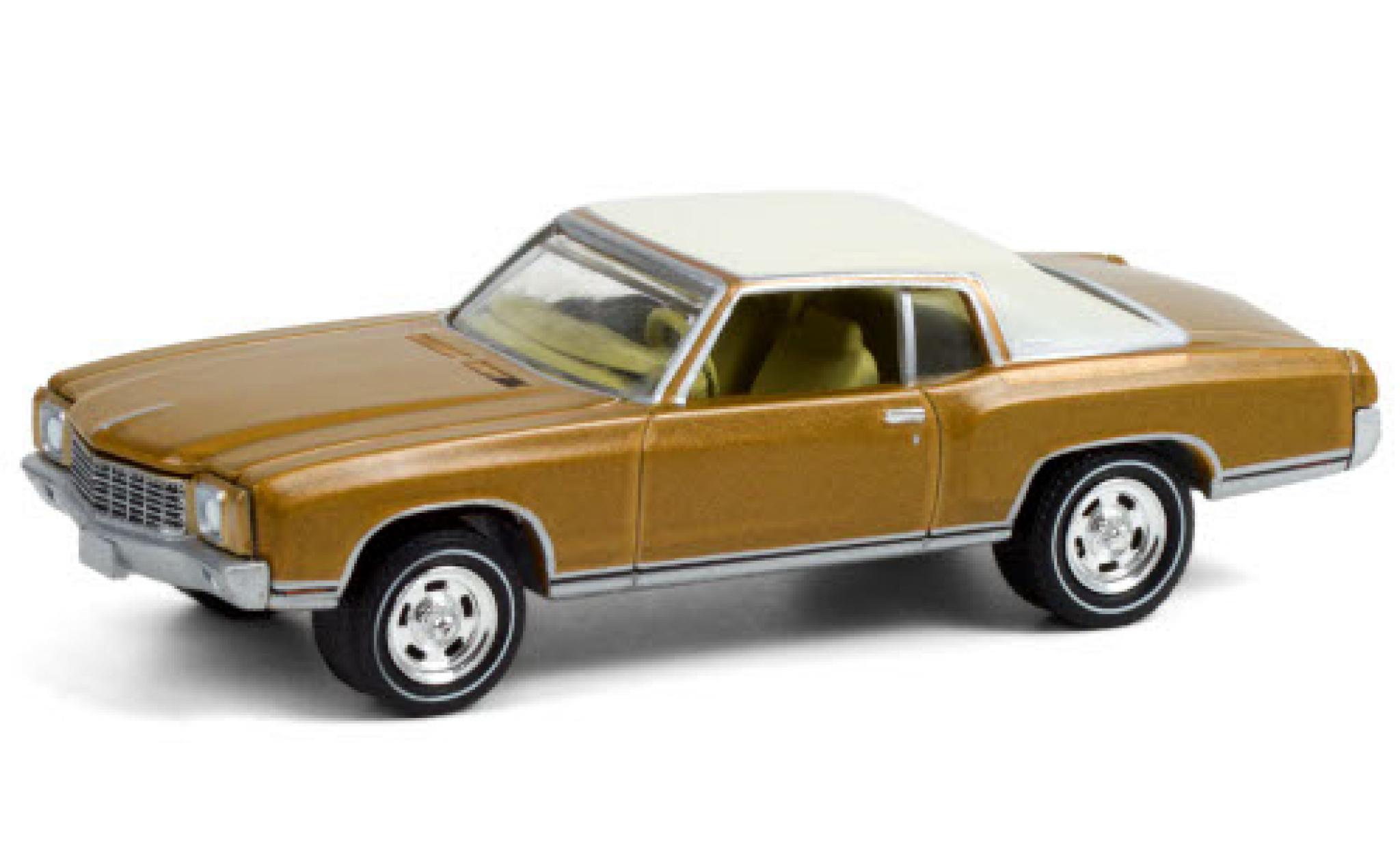 Chevrolet Monte Carlo 1/64 Greenlight gold/matt-white 1970 50th Anniversaire of diecast model cars