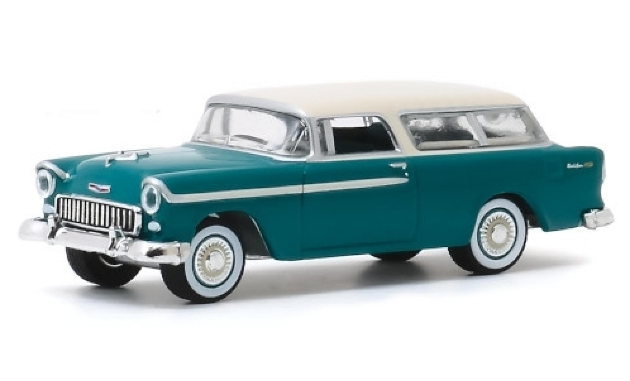 Chevrolet Nomad 1/64 Greenlight metallic green/white 1955 diecast model cars