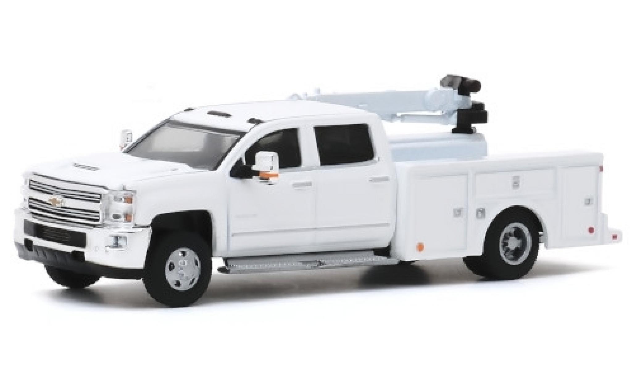 Chevrolet Silverado 1/64 Greenlight 3500HD Crane Truck white 2016 diecast model cars
