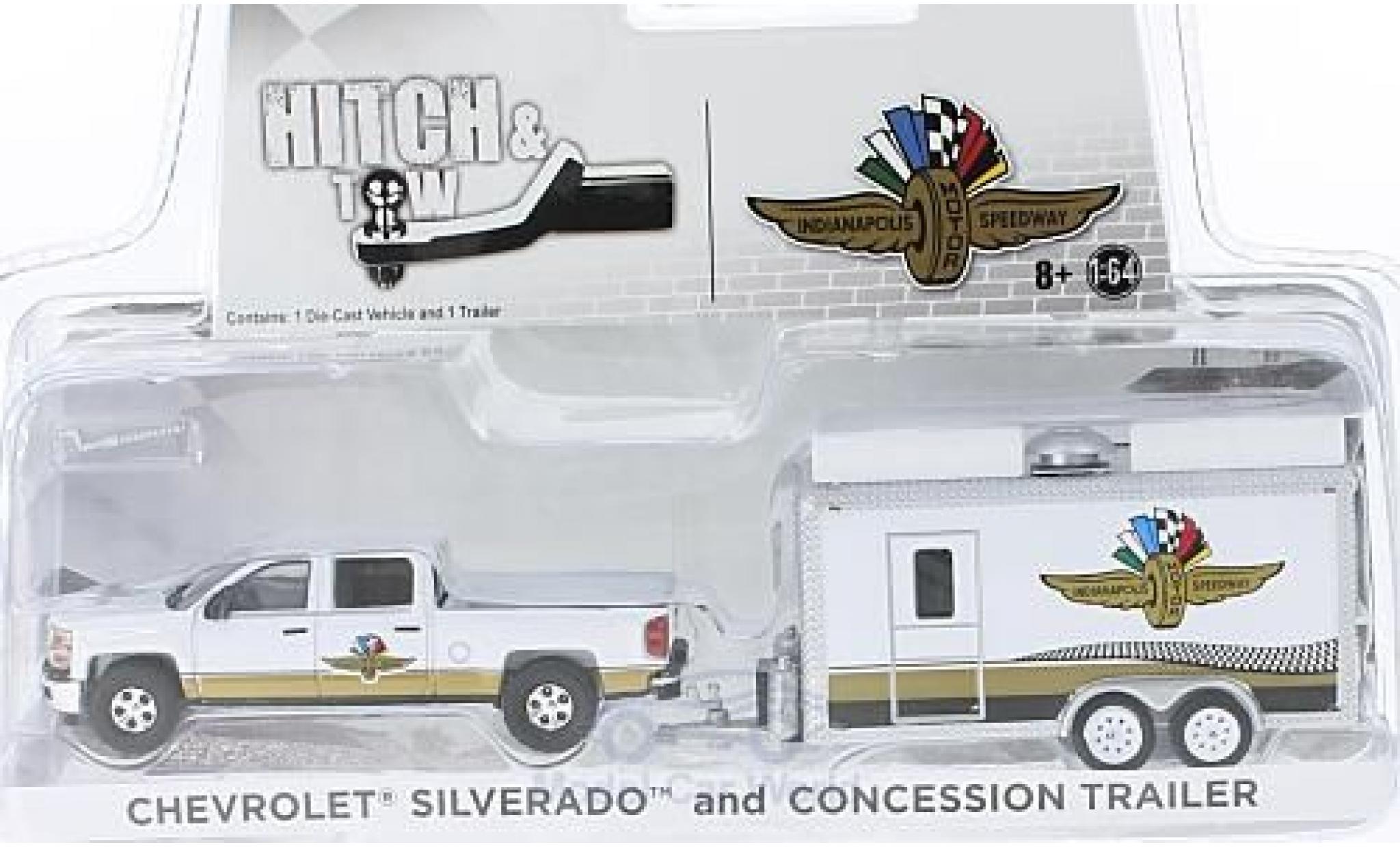 Chevrolet Silverado 1/64 Greenlight Indianapolis Motor Speedway mit Verkaufsanh&auml;nger diecast model cars