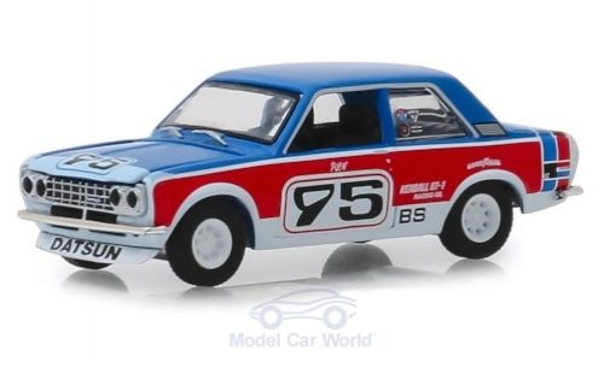 Datsun 510 1/64 Greenlight blue/red 1973 diecast model cars