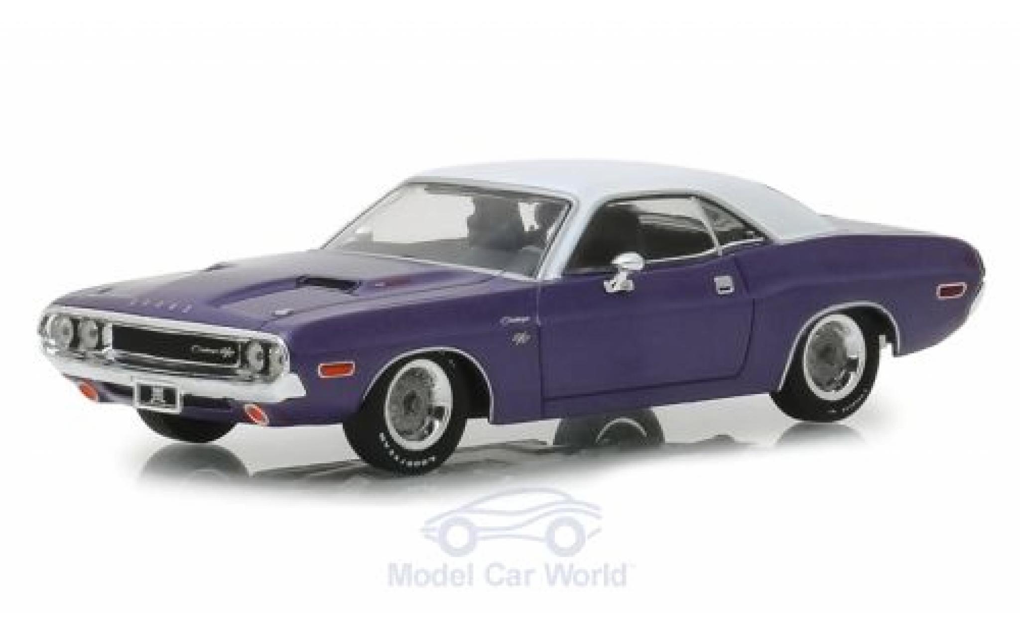 Dodge Challenger 1/43 Greenlight R/T metallic purple/white Graveyard Carz 1970 diecast model cars