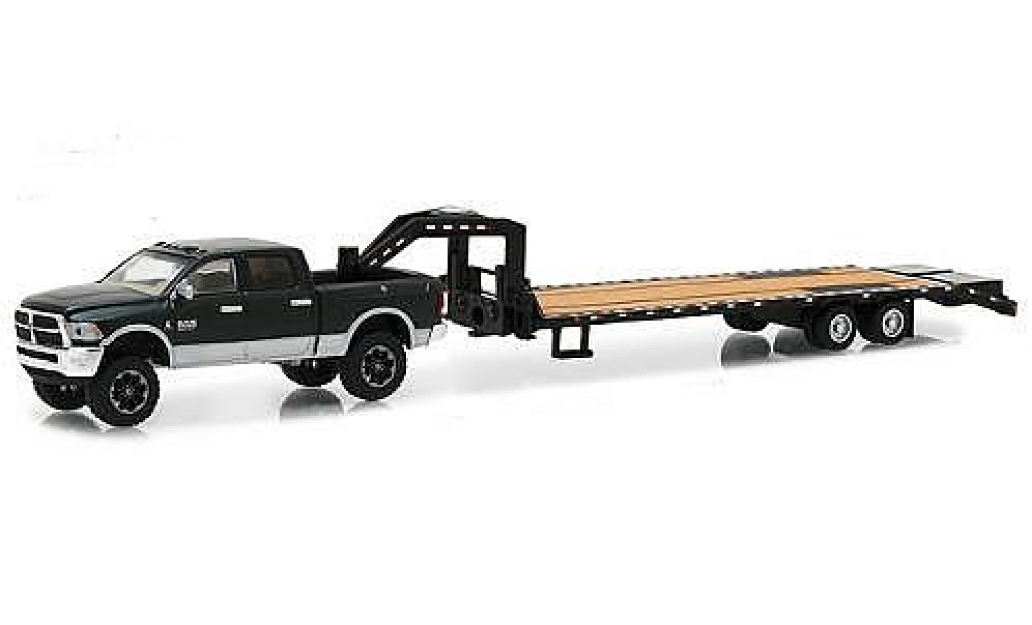 Dodge RAM 1/64 Greenlight Ram 2500 metallic green/grey 2017 avec Schwanenhals-remorque diecast model cars