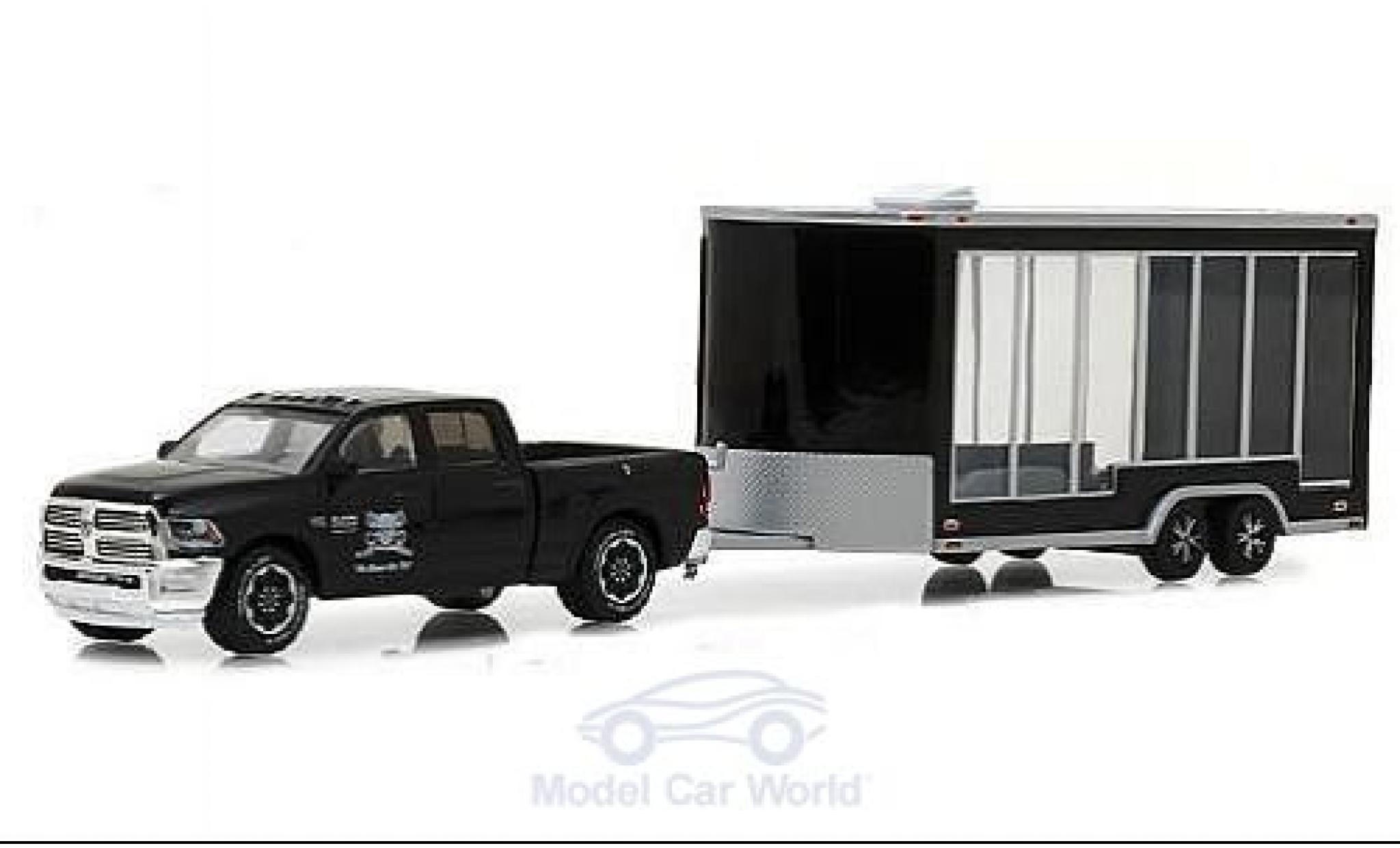 Dodge RAM 1/64 Greenlight Ram 2500 black Graveyard Carz 2016 mit Display Anh&auml;nger diecast model cars