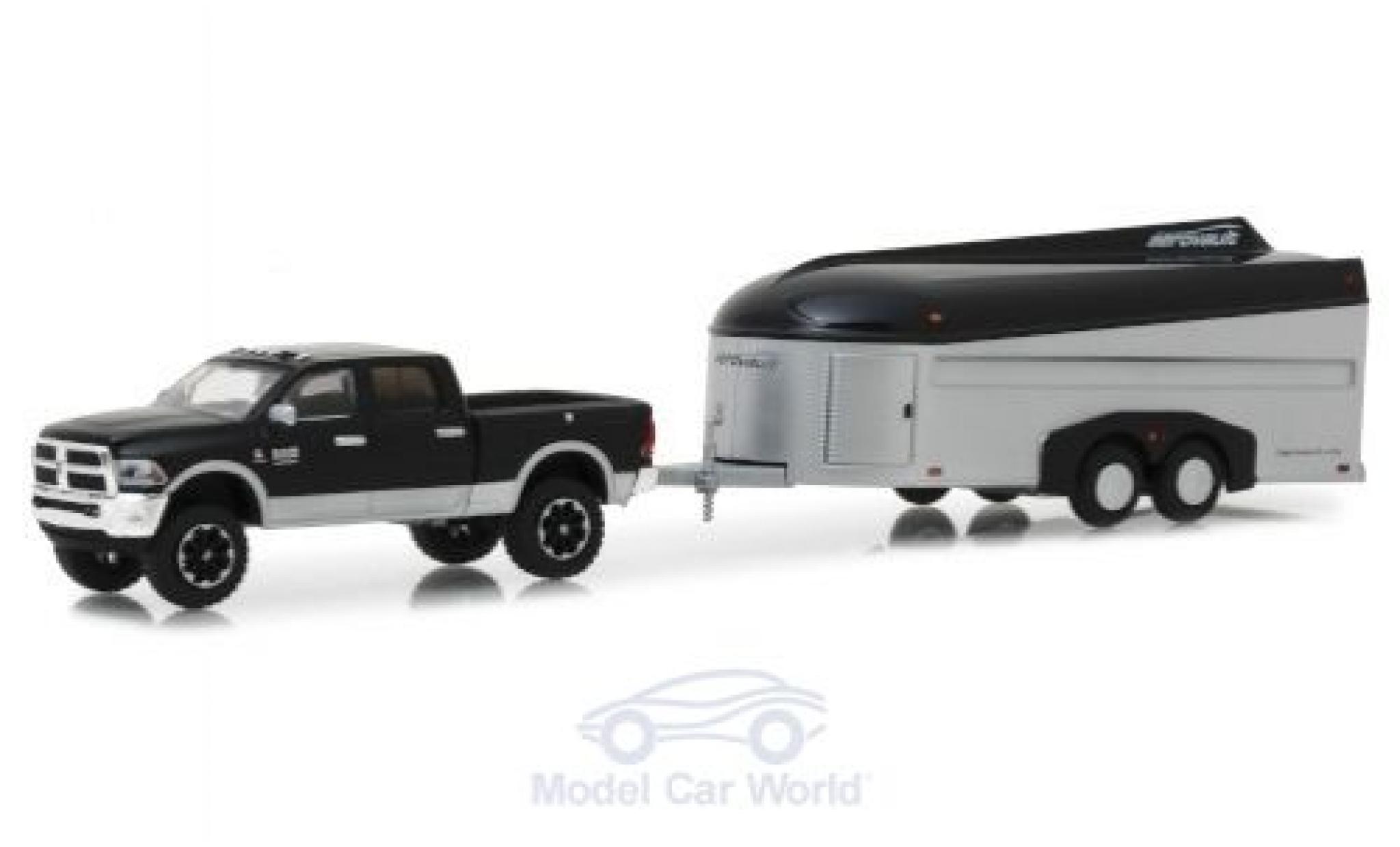 Dodge RAM 1/64 Greenlight 2500 black/grey 2017 mit Aerovault Anh&auml;nger diecast model cars