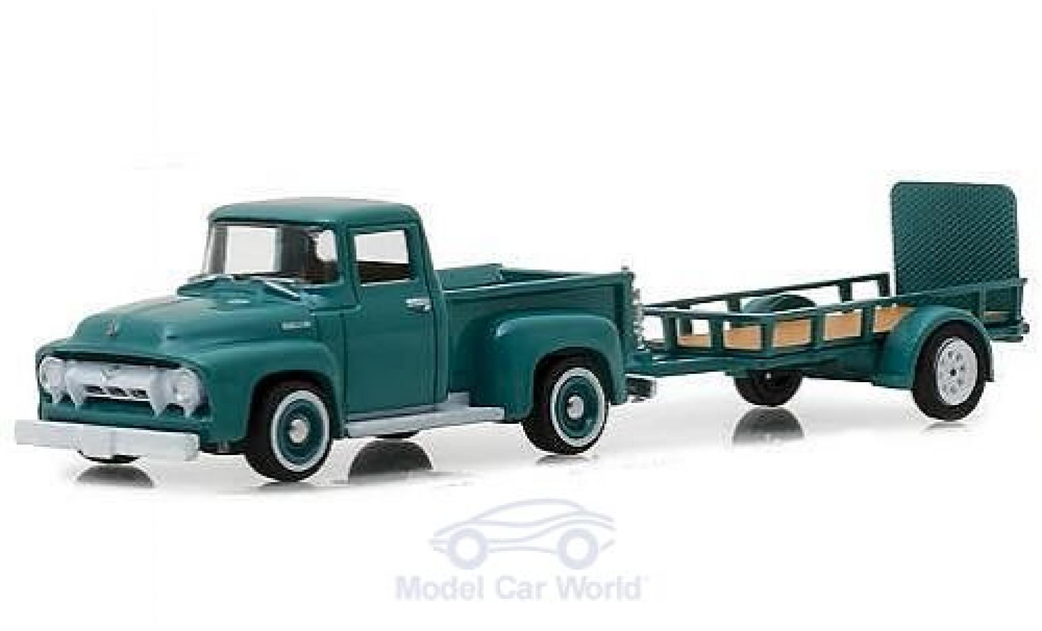 Ford F-1 1/64 Greenlight 00 t&uuml;rkis 1954 mit Anh&auml;nger diecast model cars