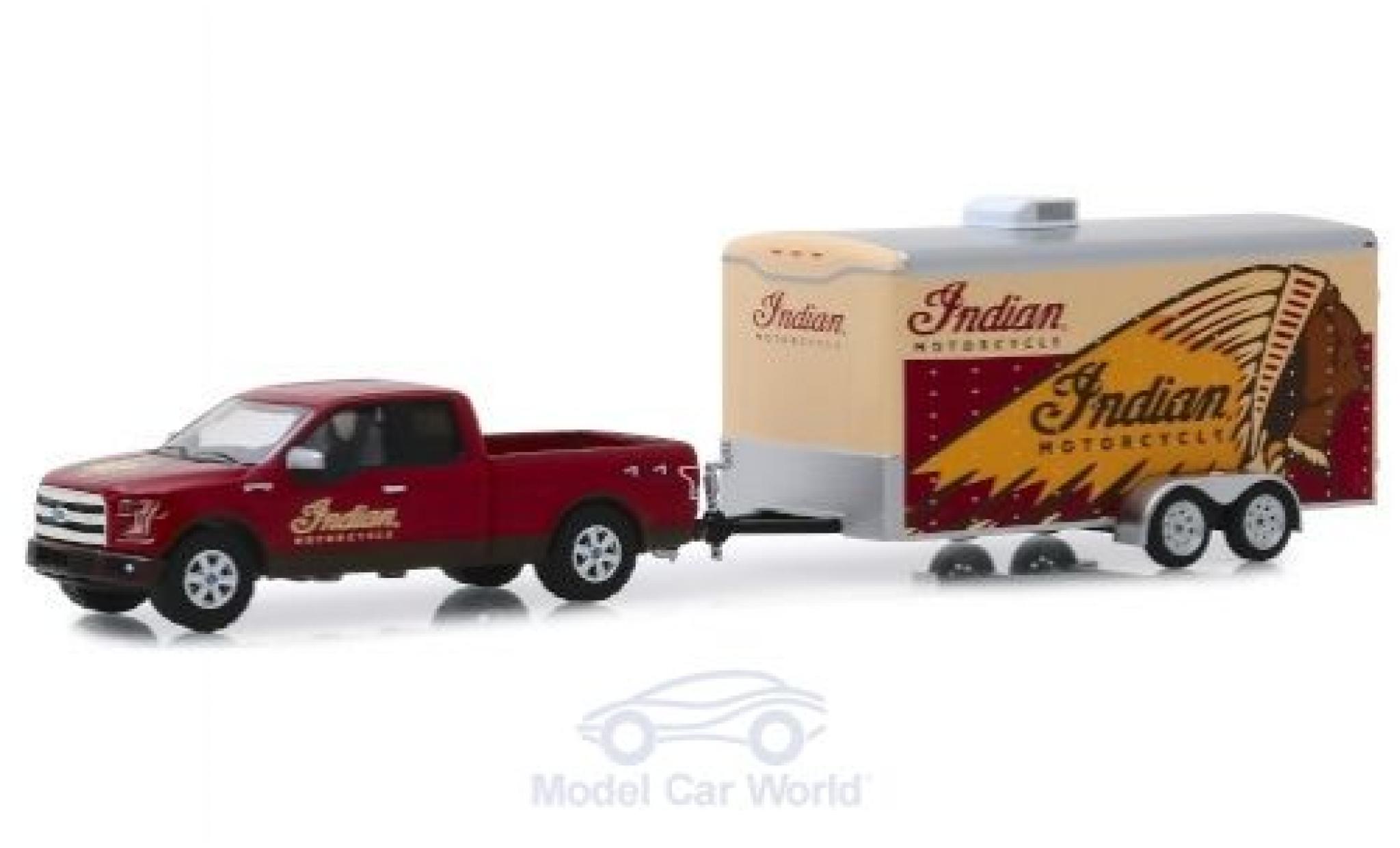 Ford F-1 1/64 Greenlight 50 Indian Motorcycle 2015 mit Transportanh&auml;nger diecast model cars