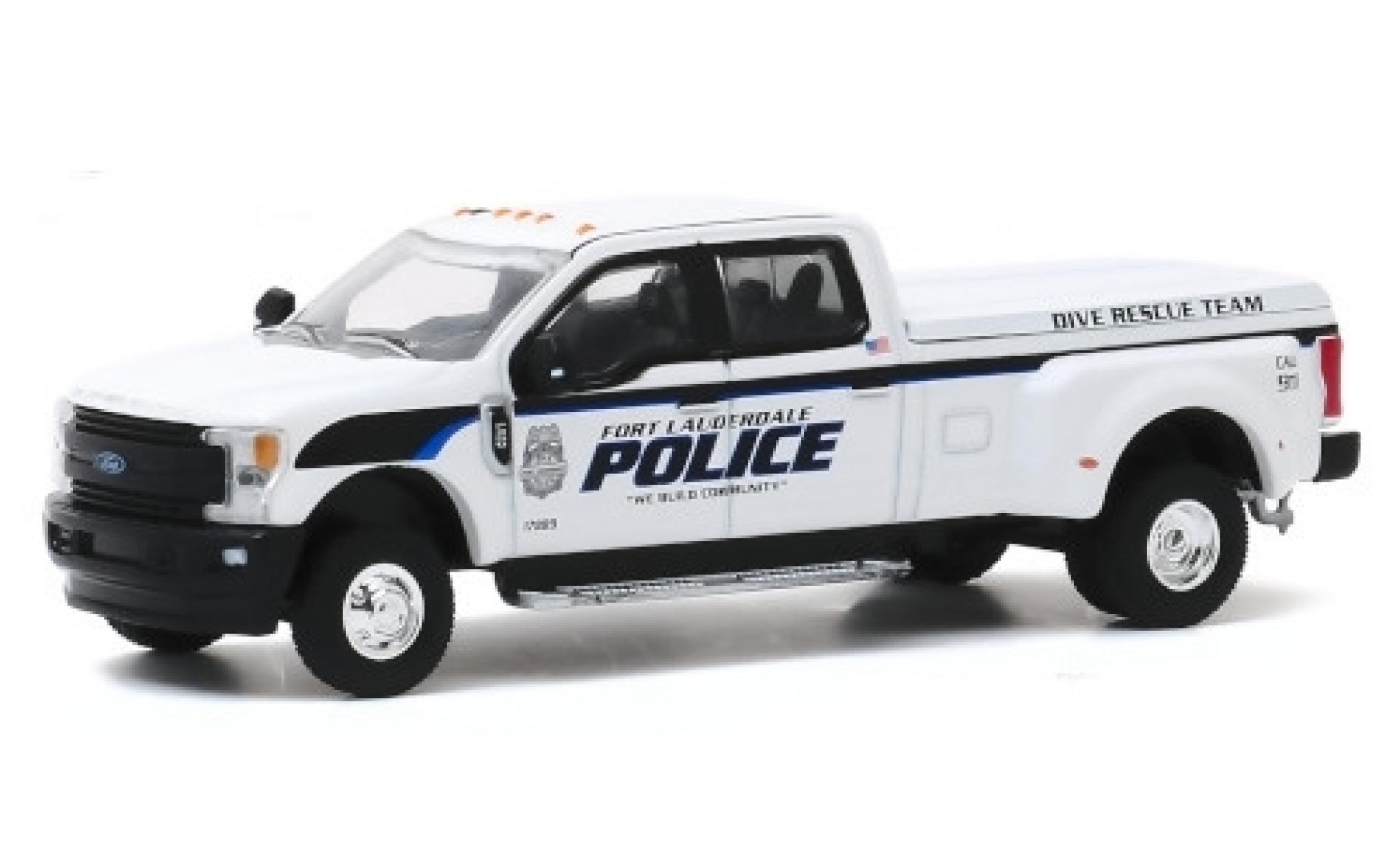 Ford F-350 1/64 Greenlight Lariat Fort Lauderdale Police 2019 Dive Rescue Team diecast model cars
