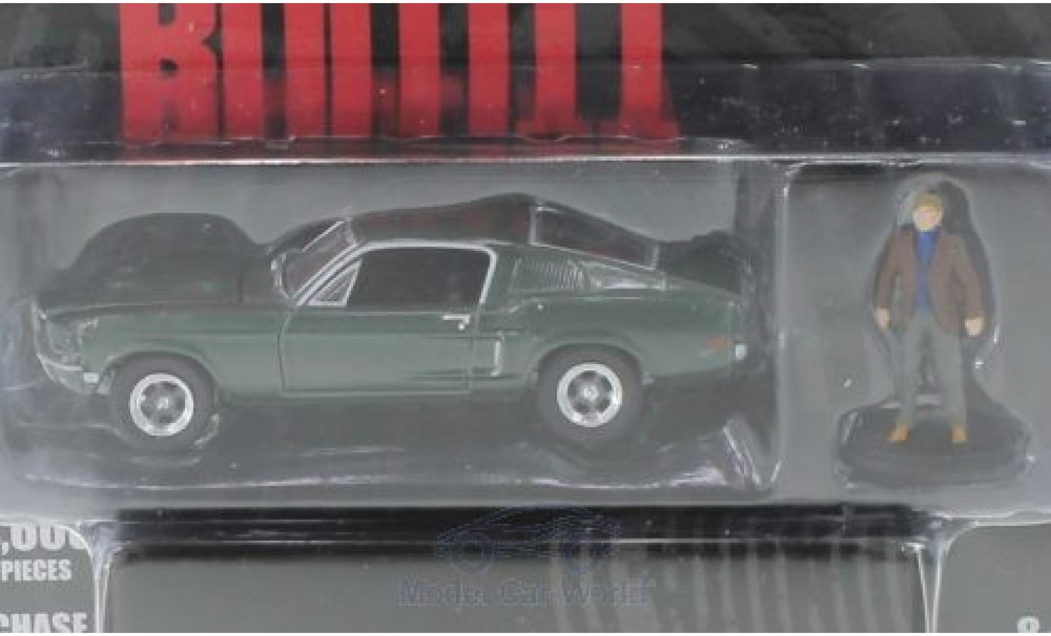 Ford Mustang GT 1/64 Greenlight GT green Bullitt 1968 mit Steve McQueen Figur diecast model cars