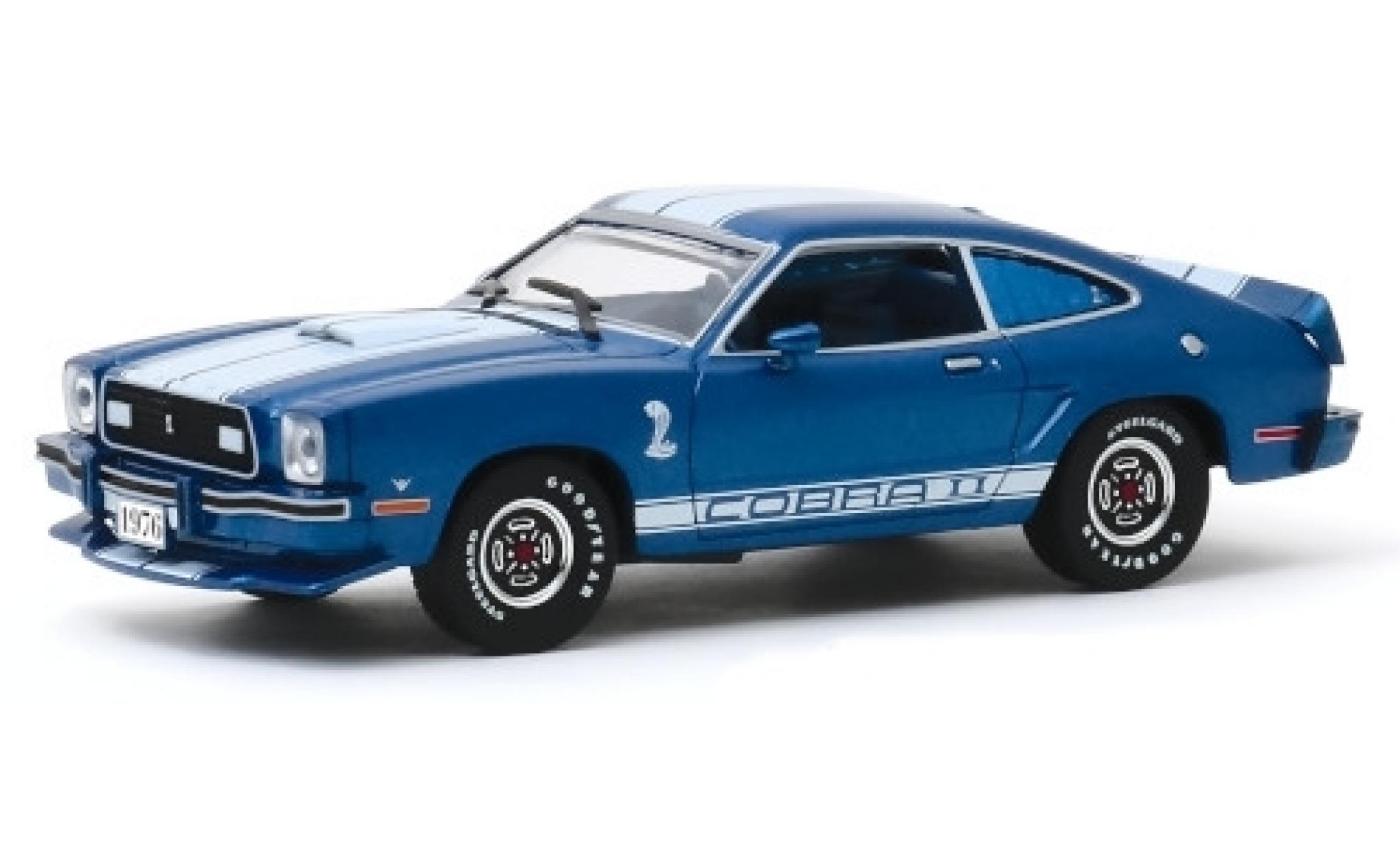 Ford Mustang 1/43 Greenlight II Cobra II metallic blue/white 1976 diecast model cars