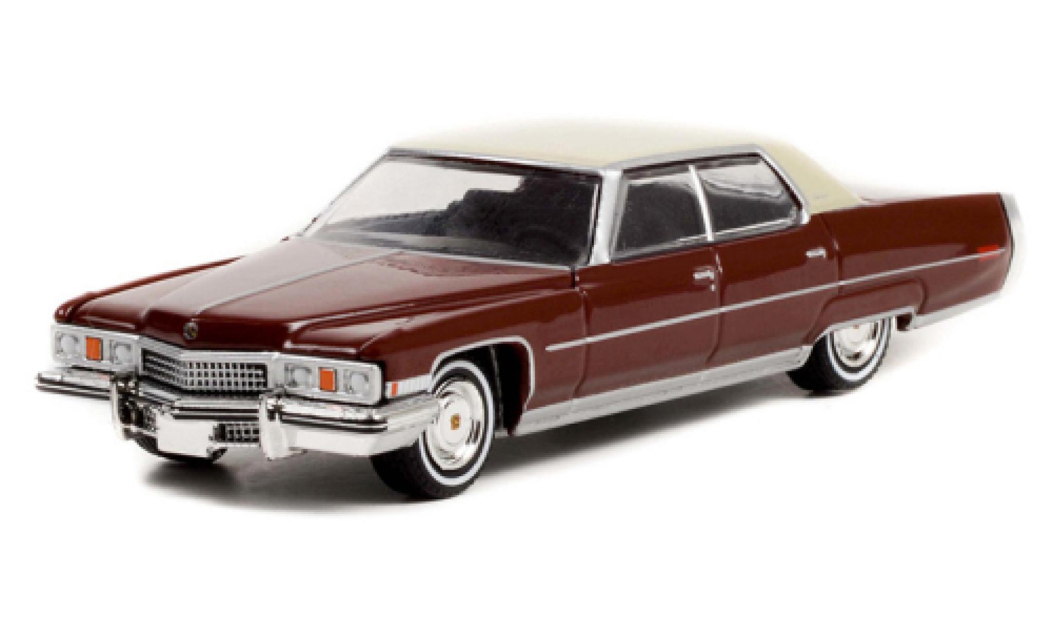 Cadillac Sedan 1/64 Greenlight DeVille red/white Rocky 1973 diecast model cars
