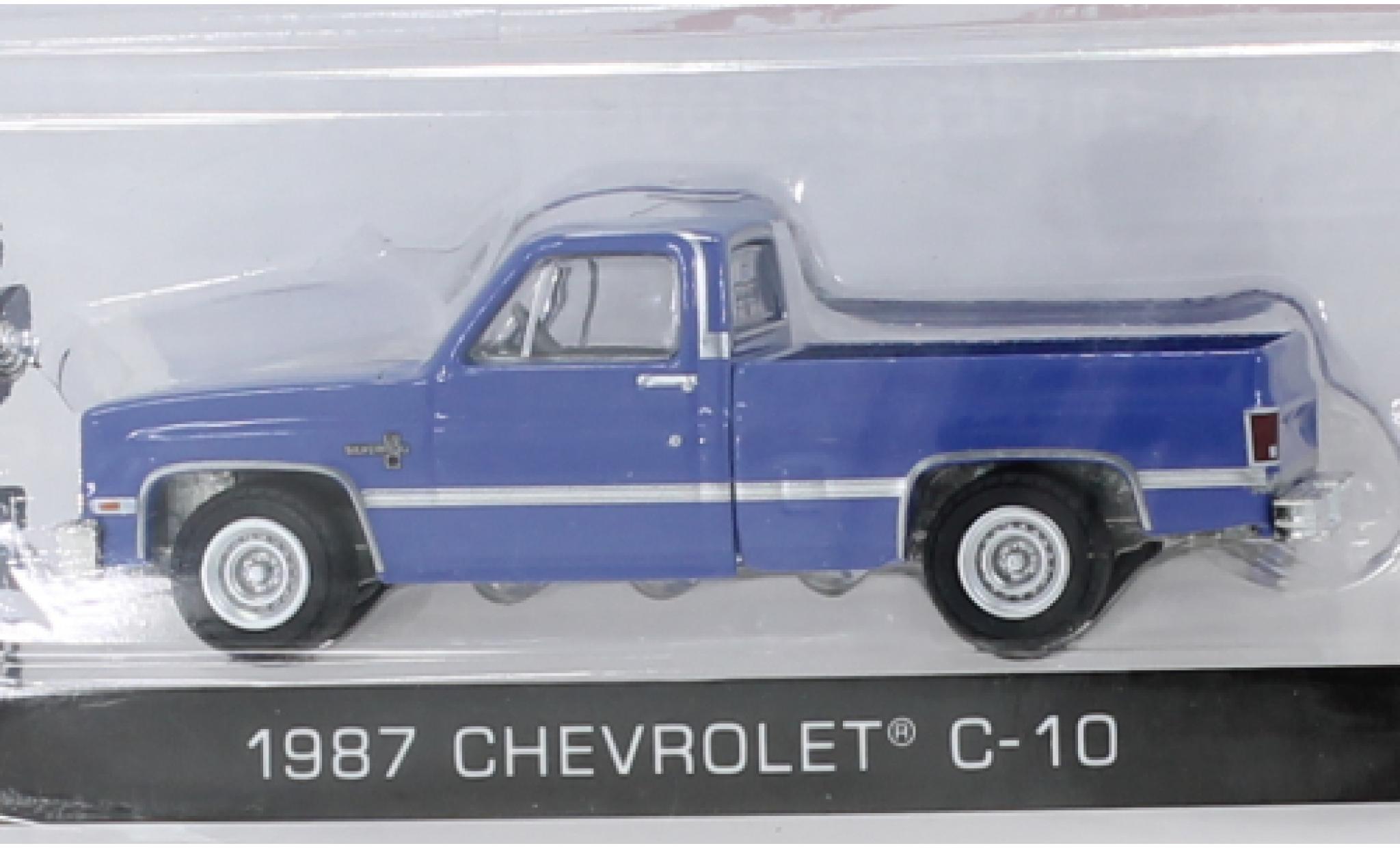 Chevrolet C-10 1/64 Greenlight blue 1987 diecast model cars